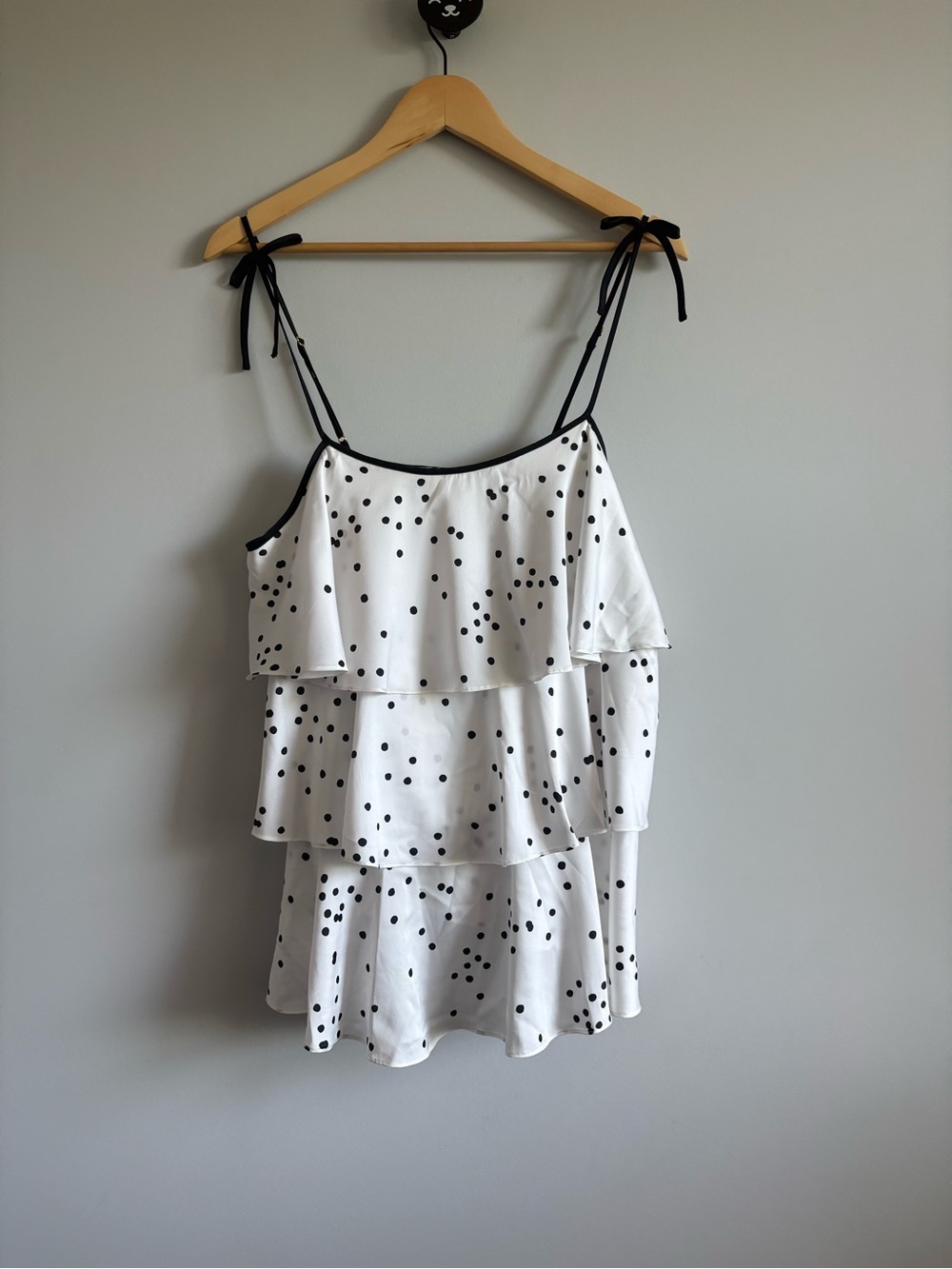 Kate Spade New York Confetti Dot Charmeuse Tiered Top | Size Large - Picture 2 of 5